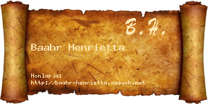 Baahr Henrietta névjegykártya
